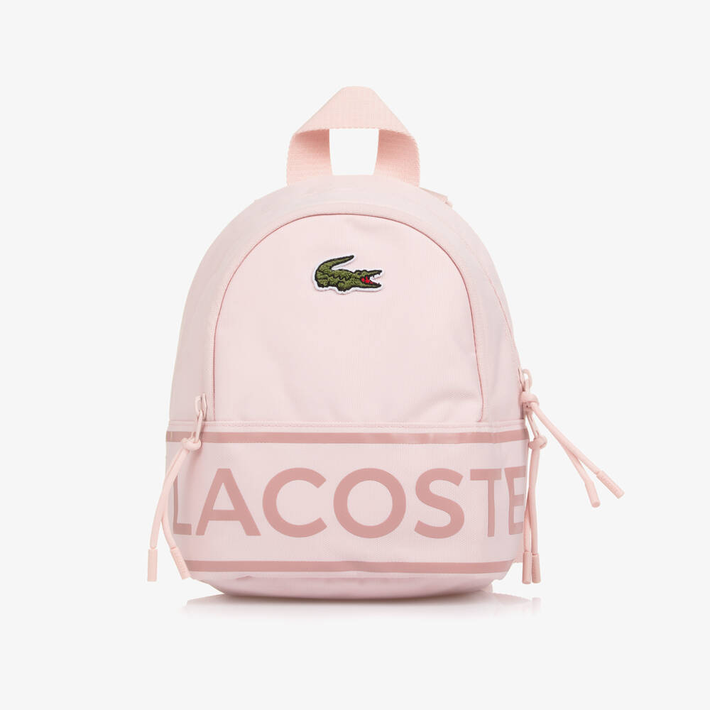 Lacoste-Pink Canvas Crocodile Logo Backpack (25cm) | Childrensalon