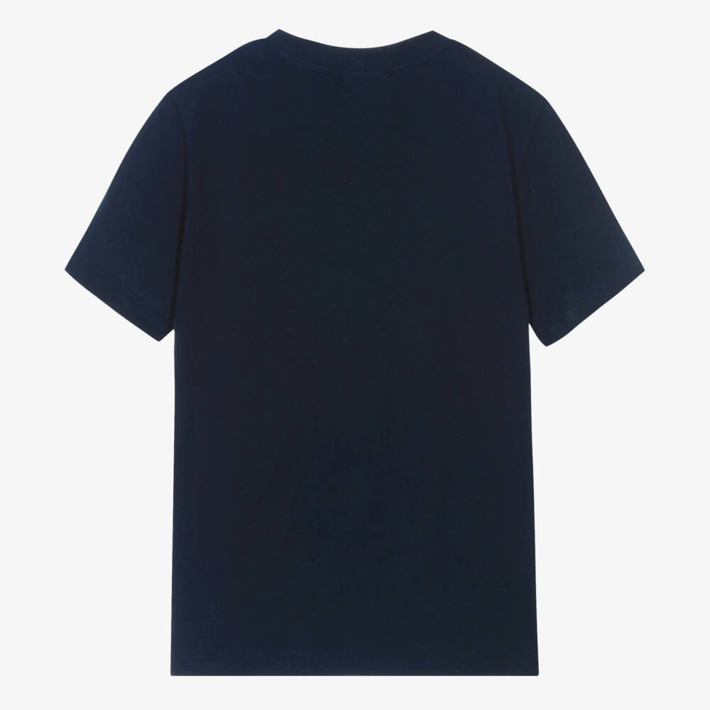Lacoste-Teen Navy Blue Organic Cotton Crocodile T-Shirt | Childrensalon
