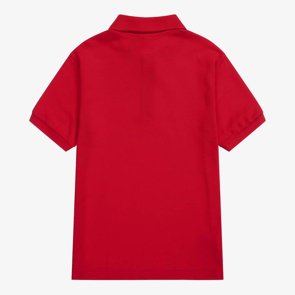 Lacoste-توب بولو قطن بيكيه لون أحمر تينز | Childrensalon
