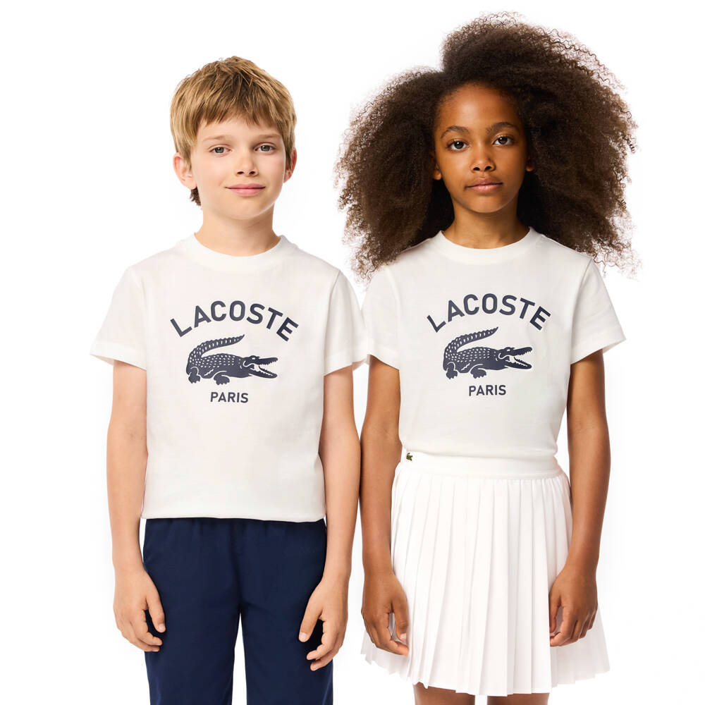 Lacoste-تيشيرت قطن عضوي لون أبيض | Childrensalon