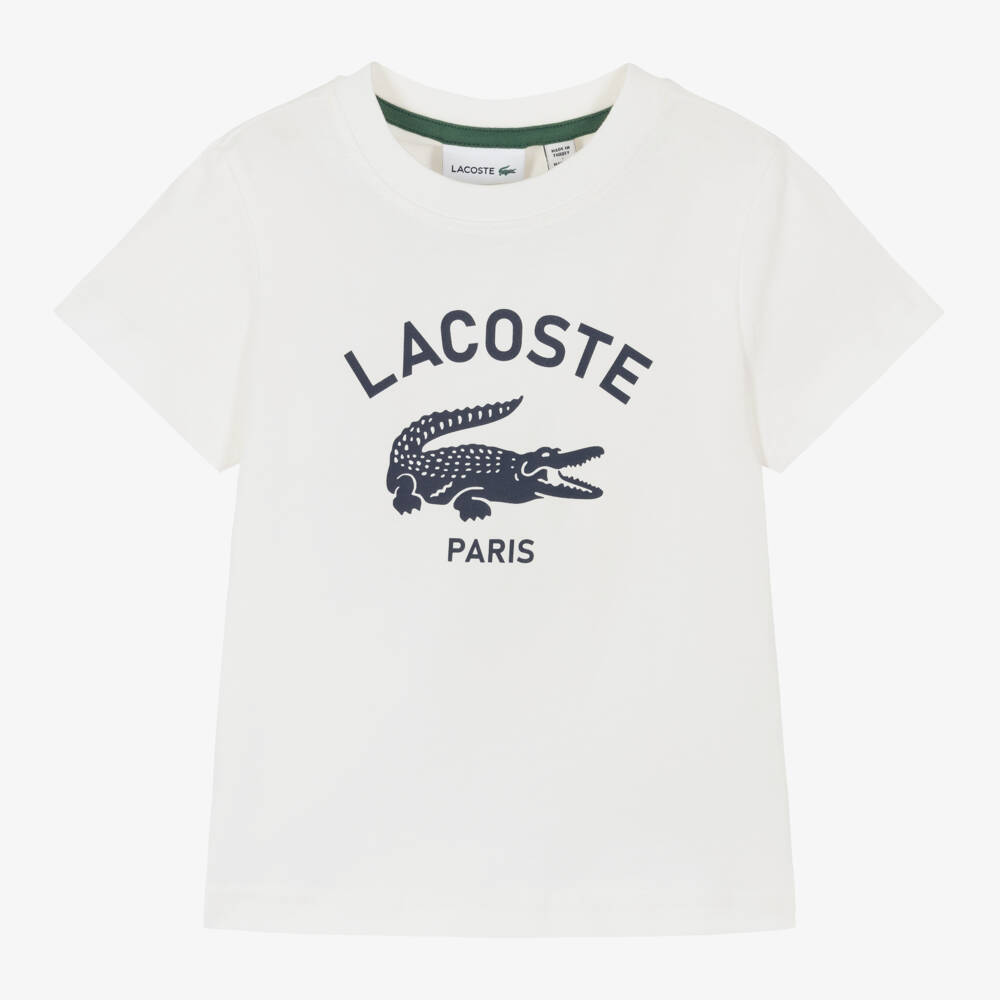 Lacoste-تيشيرت قطن عضوي لون أبيض | Childrensalon