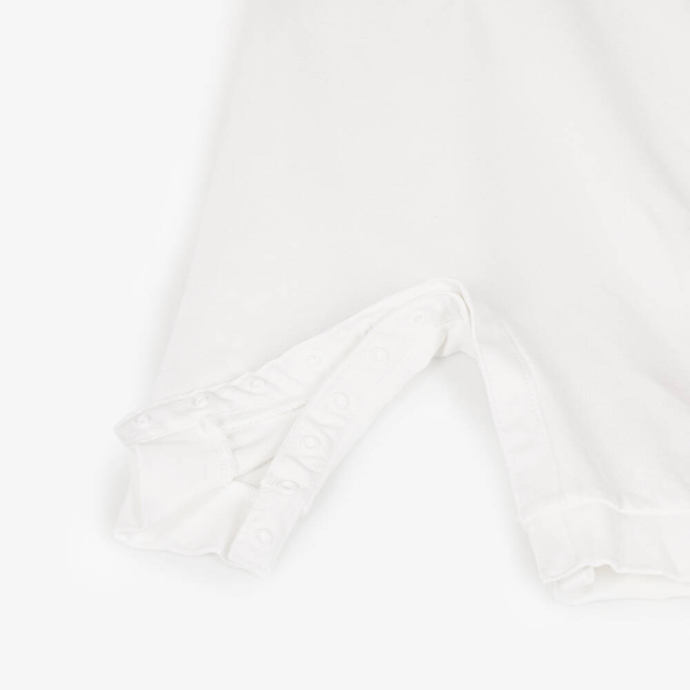 Lacoste-White Polo Baby Romper in Petit Piqué | Childrensalon