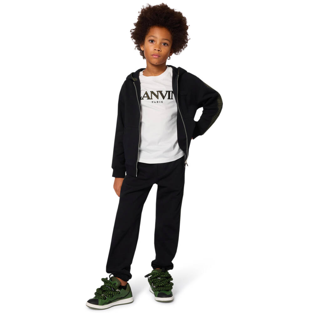 Lanvin-Boys Ivory Organic Cotton Crew Neck T-Shirt | Childrensalon