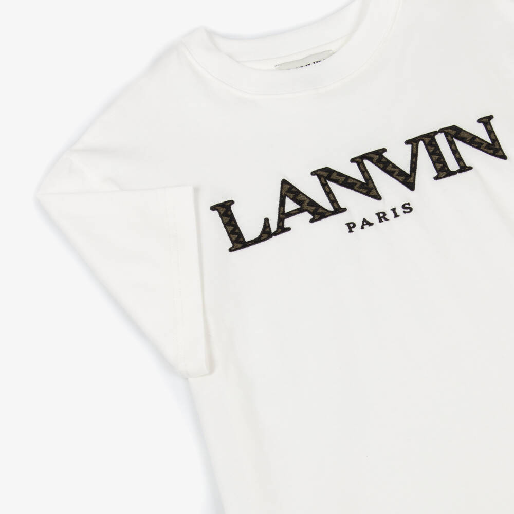 Lanvin-Boys Ivory Organic Cotton Crew Neck T-Shirt | Childrensalon