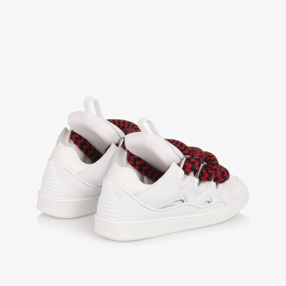 Lanvin-White Leather Curb Lace-Up Trainers  | Childrensalon