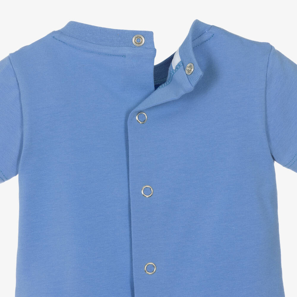 Lapin House-Baby Boys Blue Bear T-Shirt & Striped Shorts Set | Childrensalon