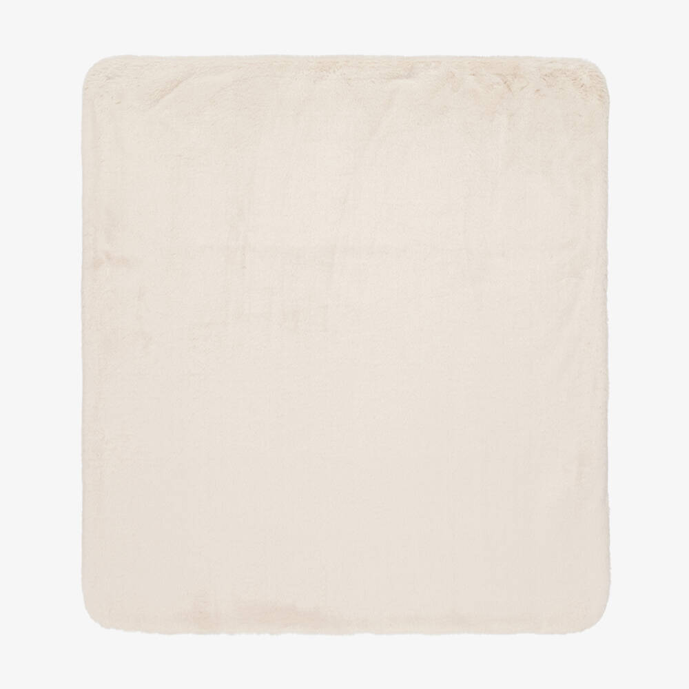 Lapin House-Baby Boys Blue Cotton Jersey & Beige Faux Fur Blanket (79cm) | Childrensalon