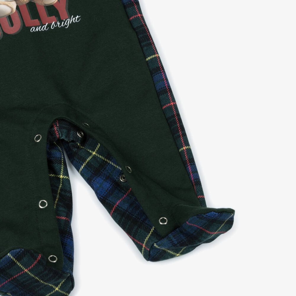 Lapin House-Baby Boys Christmas Teddy Bear Cotton Babygrow | Childrensalon