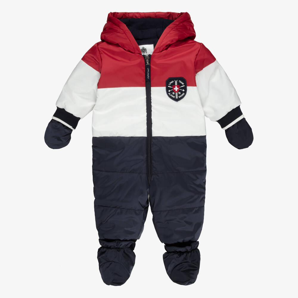 Lapin House-Baby Boys Red, White & Blue Pramsuit | Childrensalon