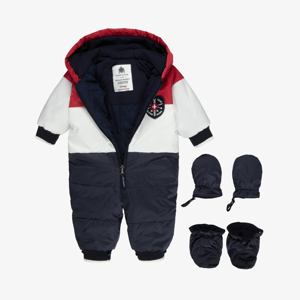 Lapin House-Baby Boys Red, White & Blue Pramsuit | Childrensalon