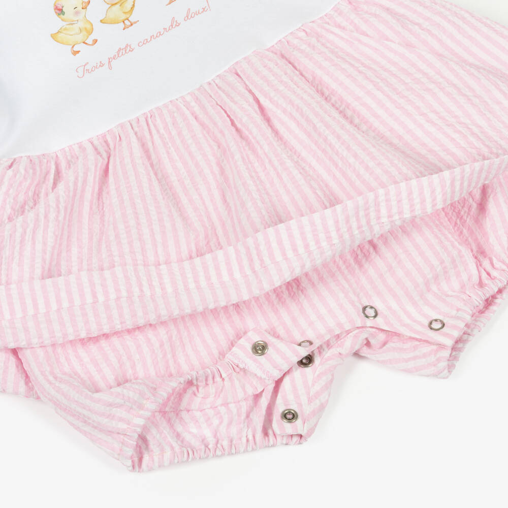 Lapin House-Baby Girls Pink Cotton Shortie with Little Duck Print | Childrensalon