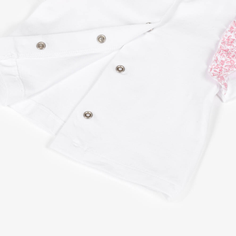 Lapin House-Baby Girls White & Pink Floral Cotton Shorts Set | Childrensalon