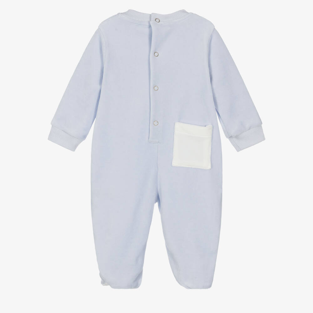 Lapin House-Blue Velour Lion Cub Babysuit Gift | Childrensalon