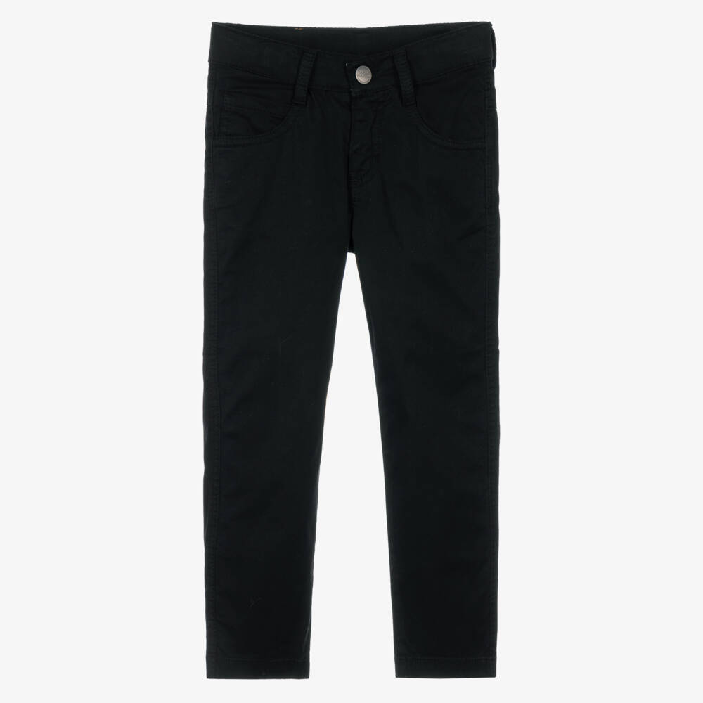 Lapin House-Boys Black Belted Twill Trousers | Childrensalon