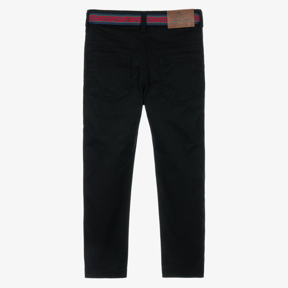 Lapin House-Boys Black Belted Twill Trousers | Childrensalon
