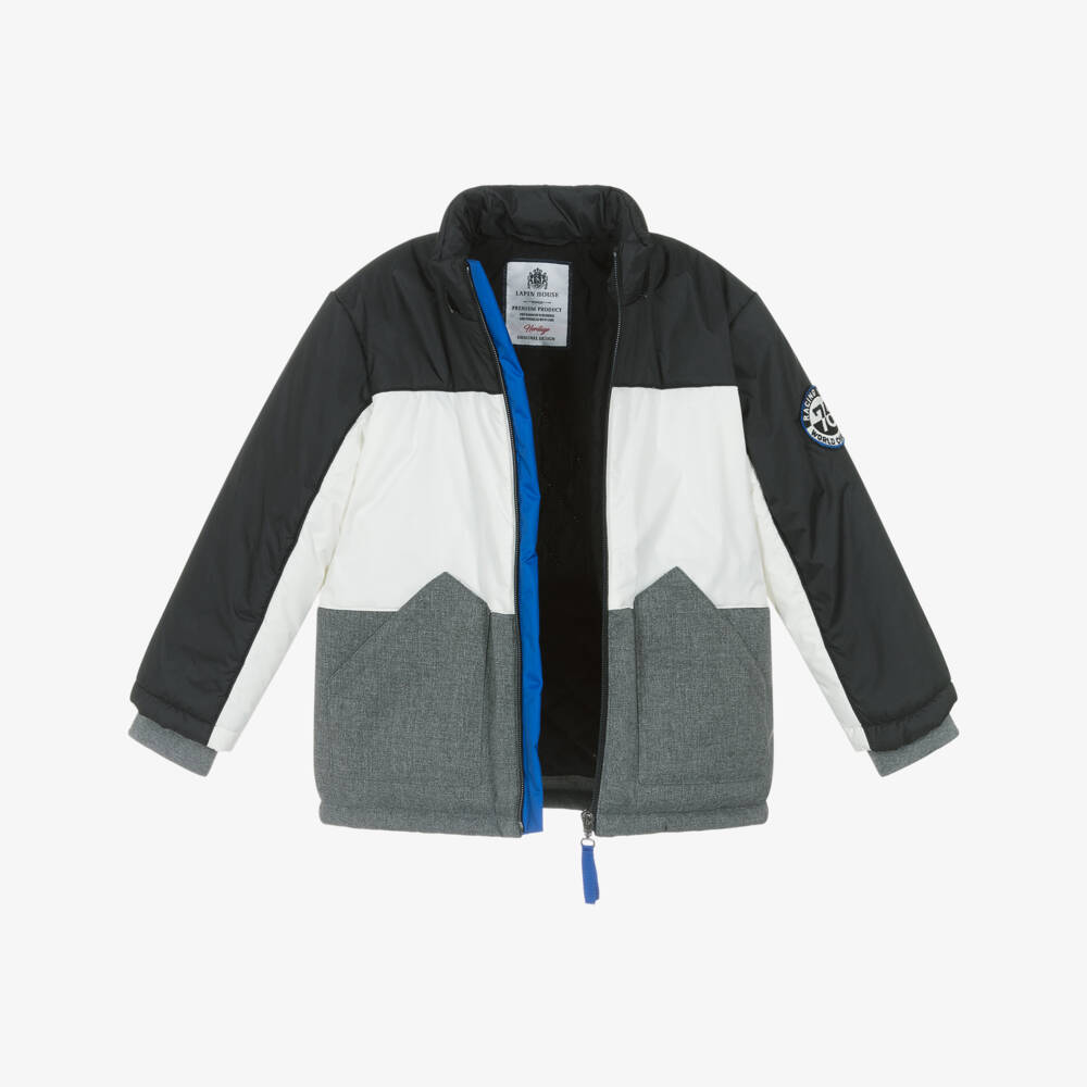 Lapin House-Куртка утепленная черная колорблок для мальчиков | Childrensalon