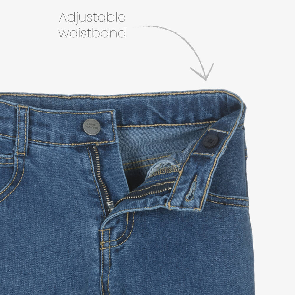 Lapin House-جينز دنيم مع حزام ويب لون أزرق للأولاد | Childrensalon