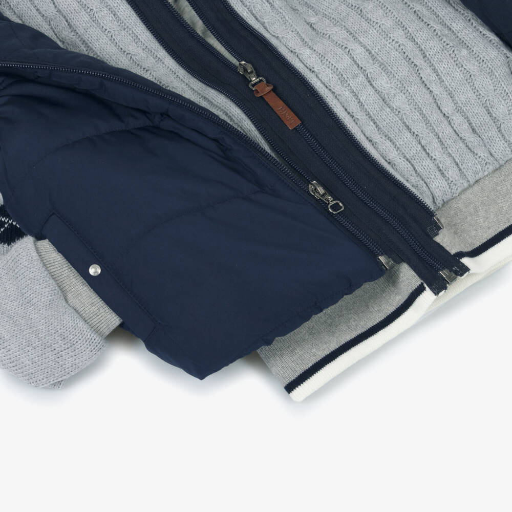 Lapin House-Boys Blue Hooded Gilet & Zip-Up Top 2-in-1 | Childrensalon