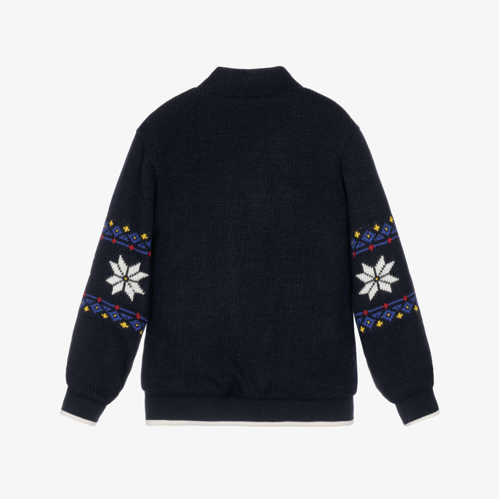 Lapin House-Boys Navy Blue Hooded 2-in1 Gilet & Zip-Up Cardigan | Childrensalon