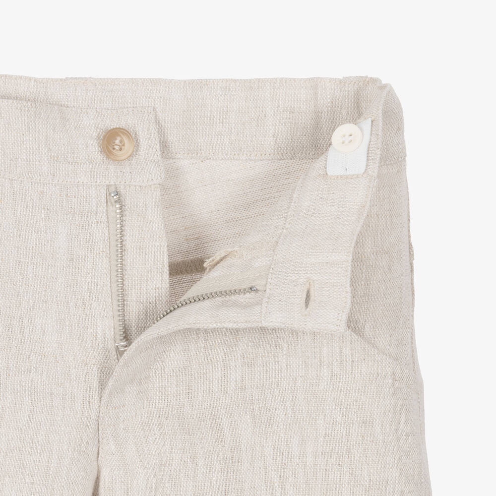 Lapin House-Boys White & Beige Linen Shorts Set | Childrensalon