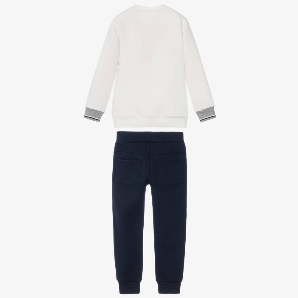 Lapin House-Boys White & Blue Jersey Ski-Themed Tracksuit | Childrensalon
