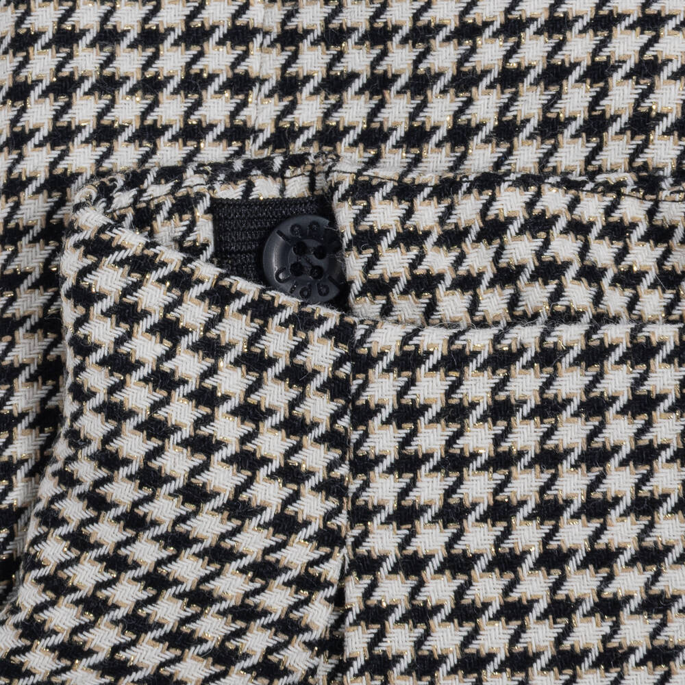 Lapin House-Girls Black Pleated Houndstooth Shorts | Childrensalon