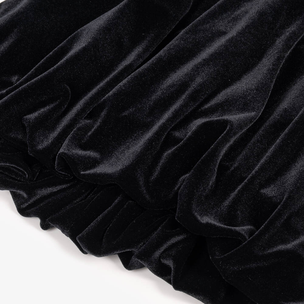 Lapin House-Girls Black Velvet Dress with White Collar | Childrensalon
