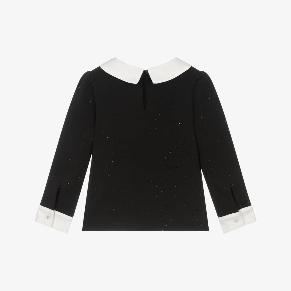 Lapin House-Girls Black & White Blouse with Diamanté | Childrensalon