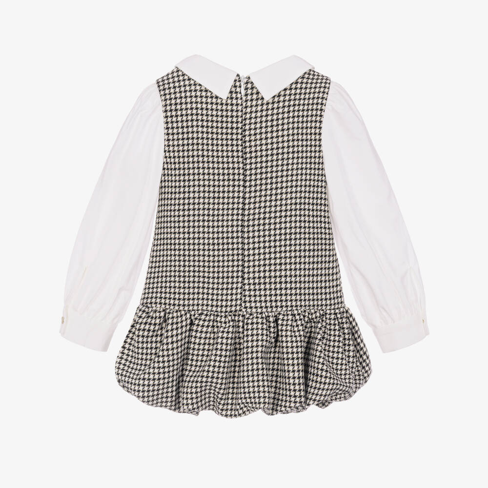 Lapin House-Girls Black & White Houndstooth Dress | Childrensalon