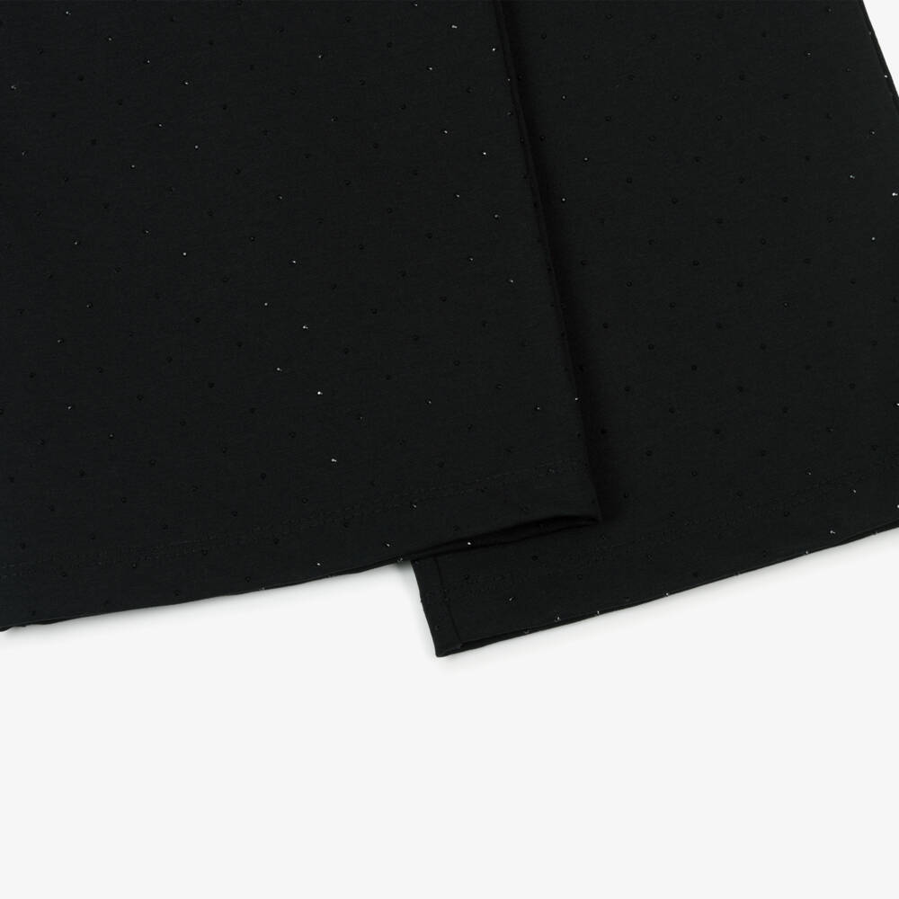 Lapin House-Girls Black Wide Leg Trousers with Diamanté | Childrensalon