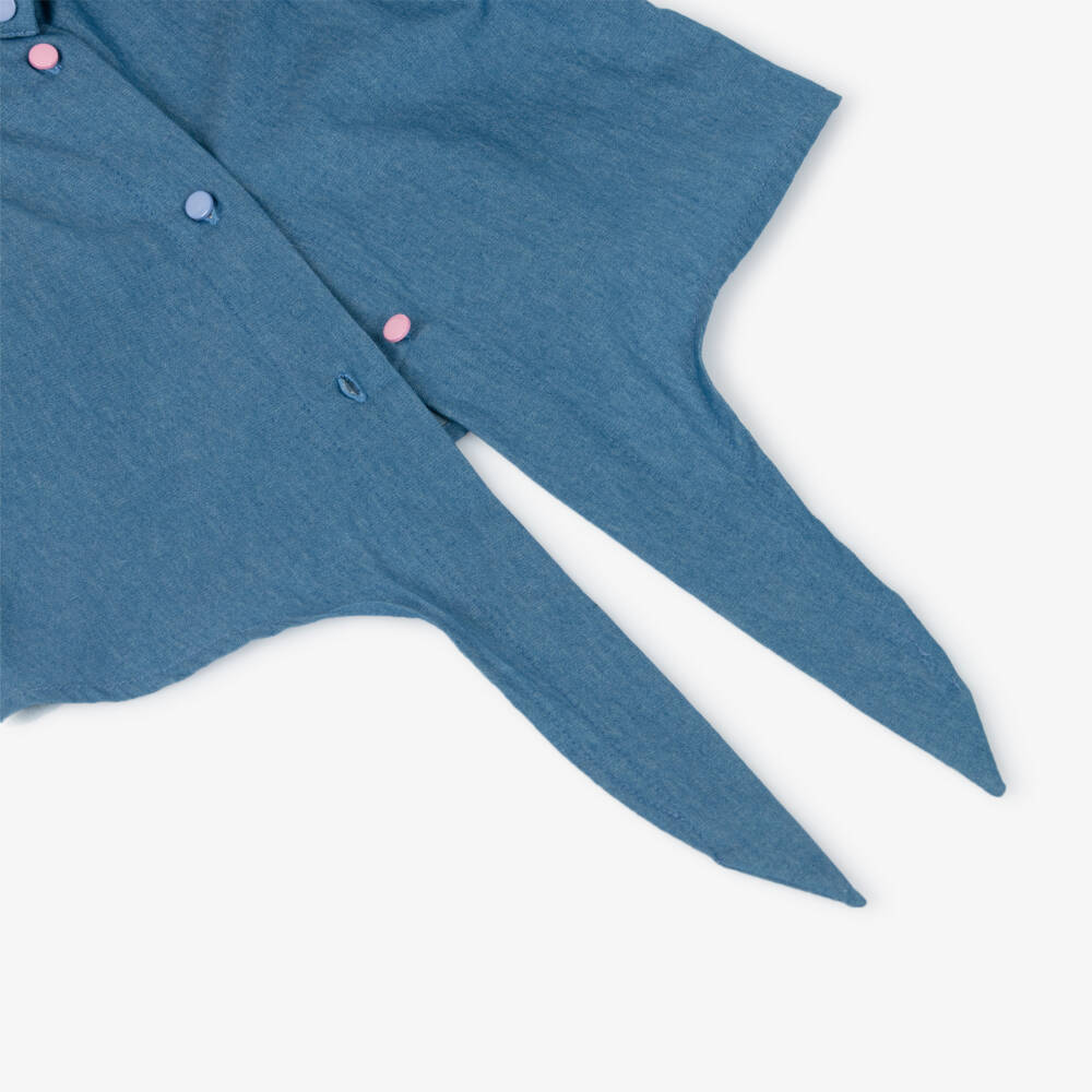 Lapin House-Girls Blue Chambray Tie Front Blouse | Childrensalon