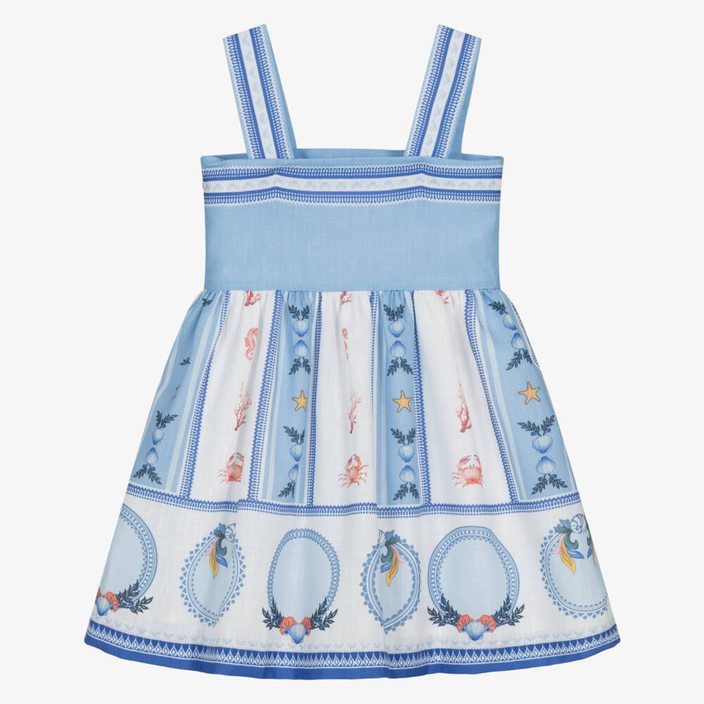 Lapin House-Girls Blue & White Sun Dress with Nautical Motifs | Childrensalon