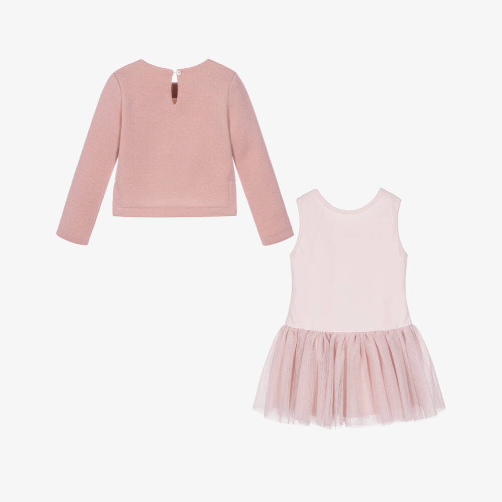 Lapin House-Girls Glittery Pink Ballerina Bunny Dress Set | Childrensalon