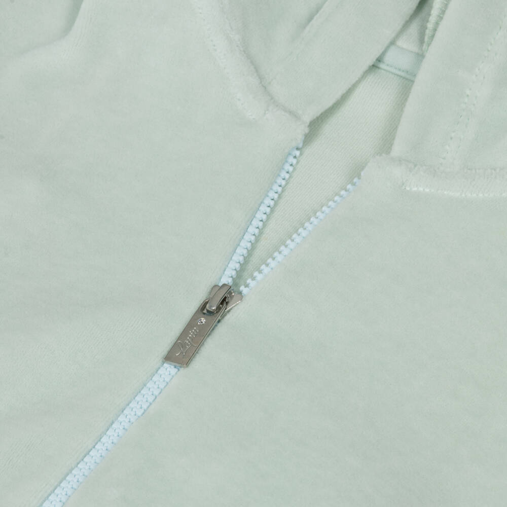 Lapin House-Спортивный костюм зеленый велюровый с цветами и стразами для девочек | Childrensalon