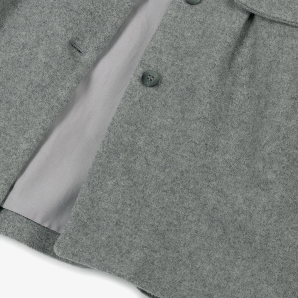 Lapin House-Girls Grey Coat with Detachable Hood | Childrensalon