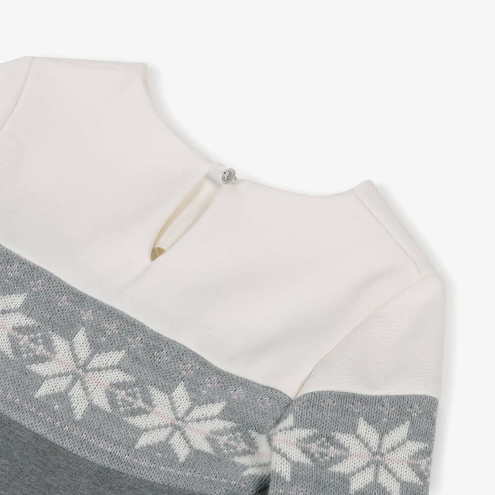 Lapin House-Платье серое трикотажное с узором Фэр айл для девочек | Childrensalon