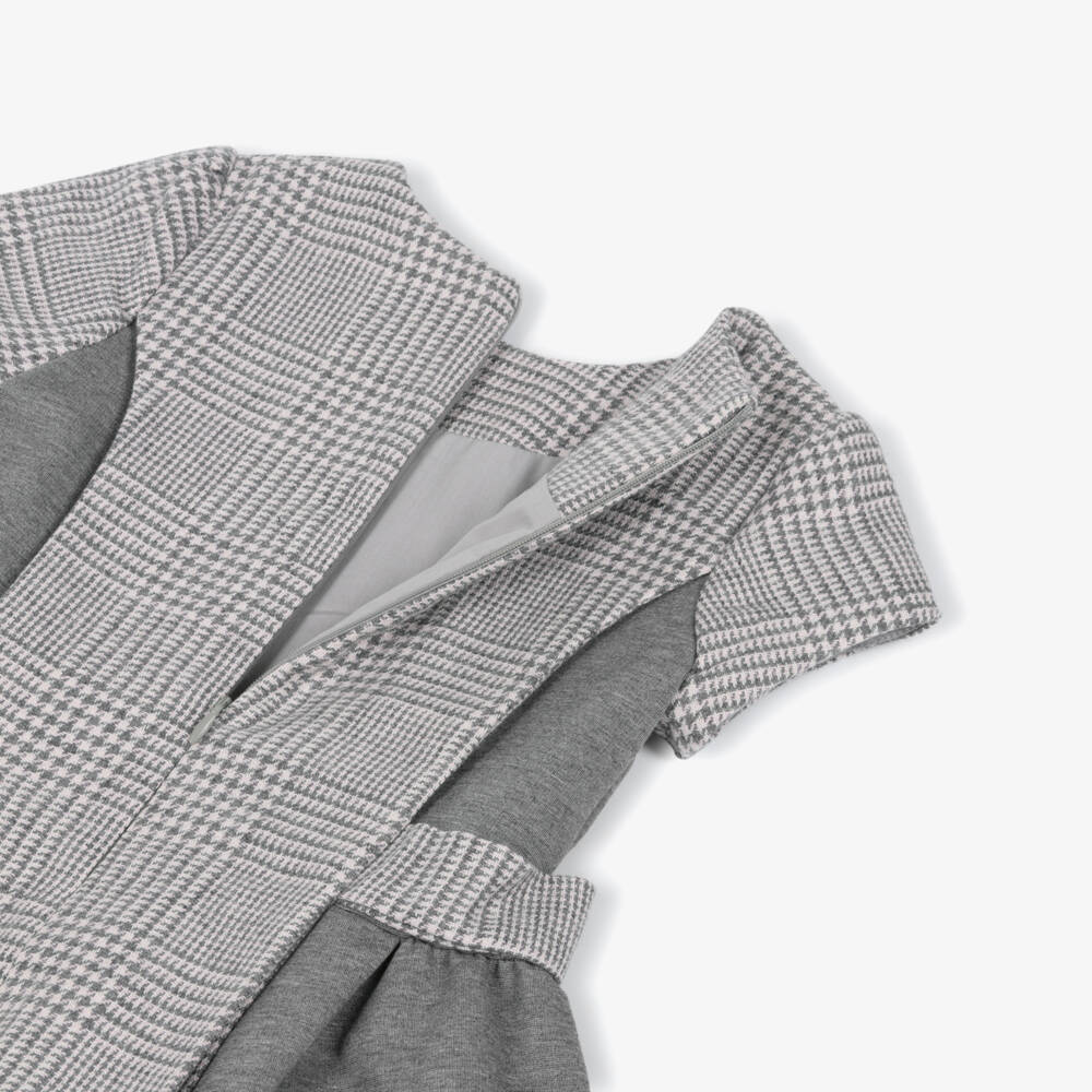 Lapin House-Girls Grey Prince of Wales Check Cashmere Dress | Childrensalon