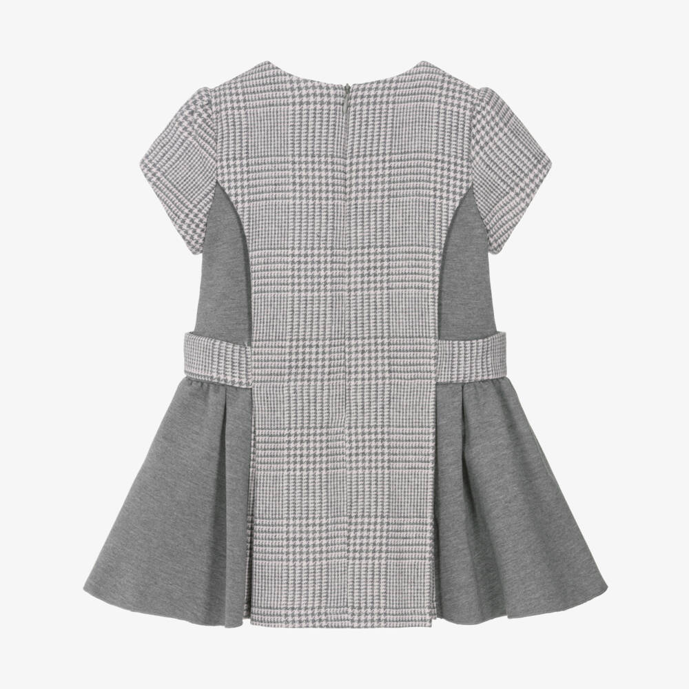 Lapin House-Girls Grey Prince of Wales Check Cashmere Dress | Childrensalon