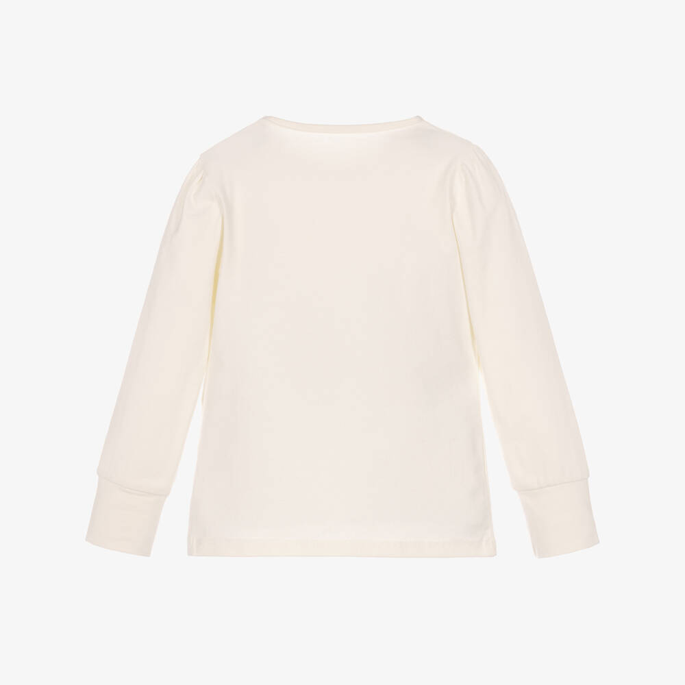 Lapin House-Girls Ivory Ballerina Bunny Print Top | Childrensalon