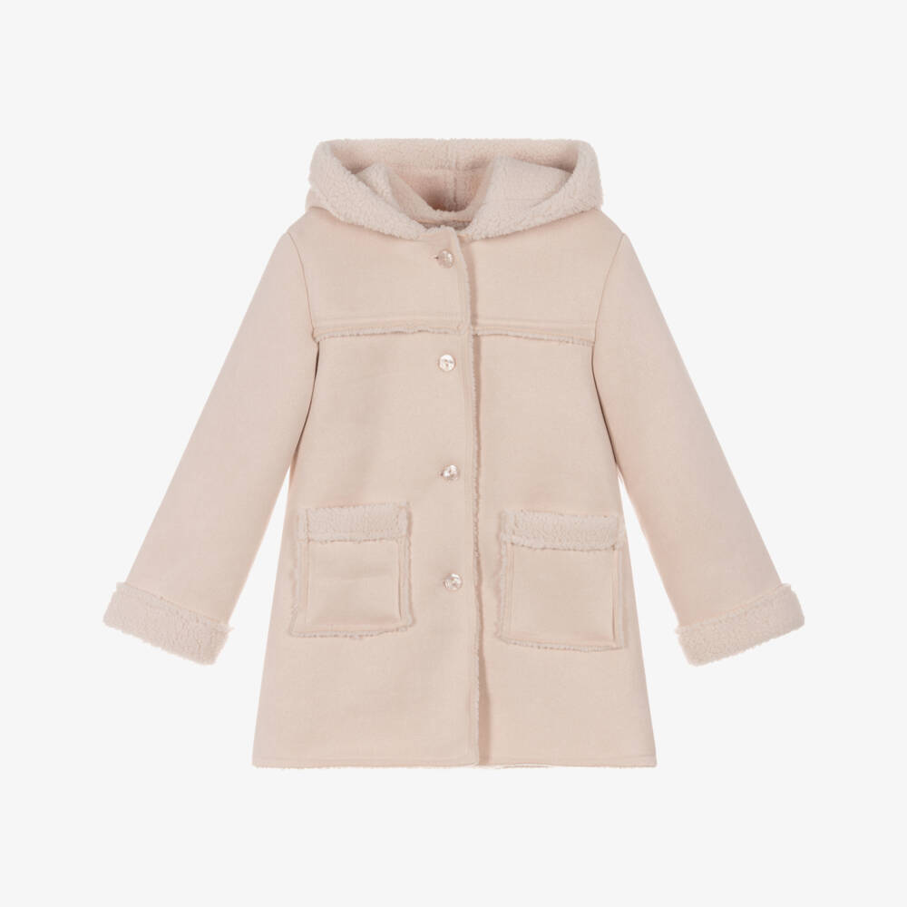 Lapin House-Girls Ivory Faux Suede & Sherpa Lined Coat | Childrensalon