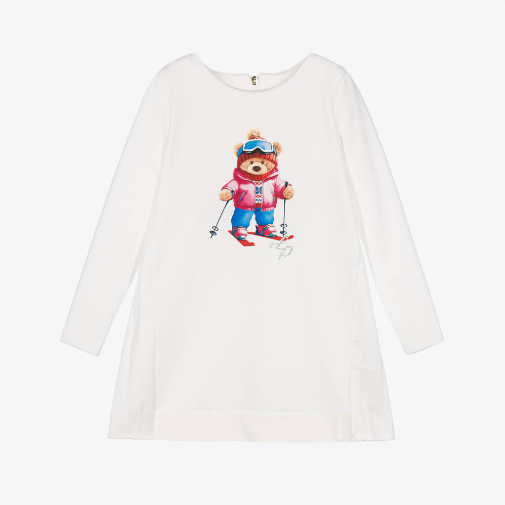 Lapin House-Girls Ivory Jersey Ski Bear Dress | Childrensalon