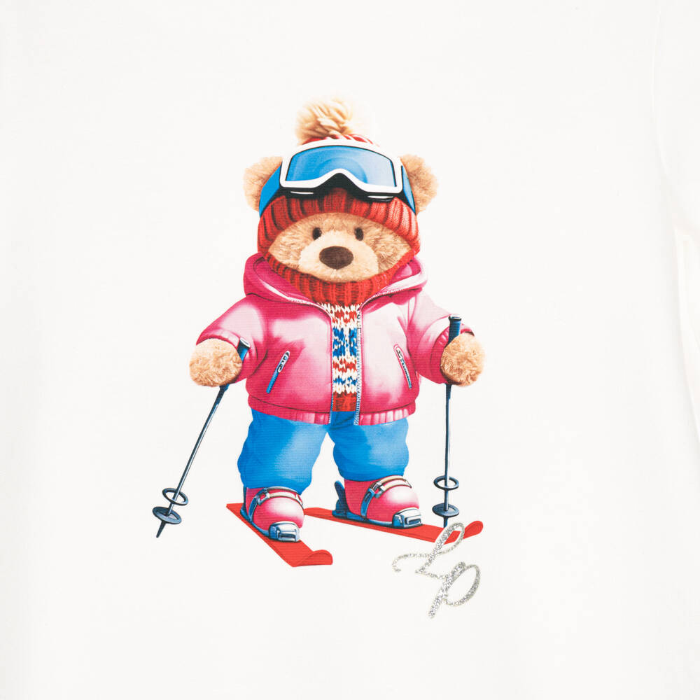 Lapin House-Girls Ivory Jersey Ski Bear Dress | Childrensalon