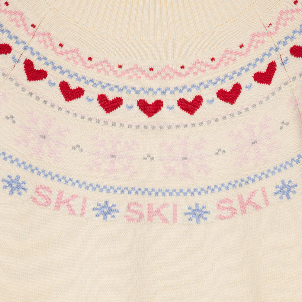 Lapin House-Girls Ivory Knitted Fair Isle Dress | Childrensalon