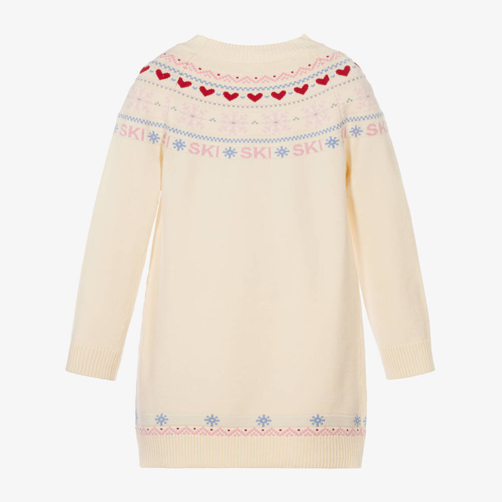 Lapin House-Girls Ivory Knitted Fair Isle Dress | Childrensalon