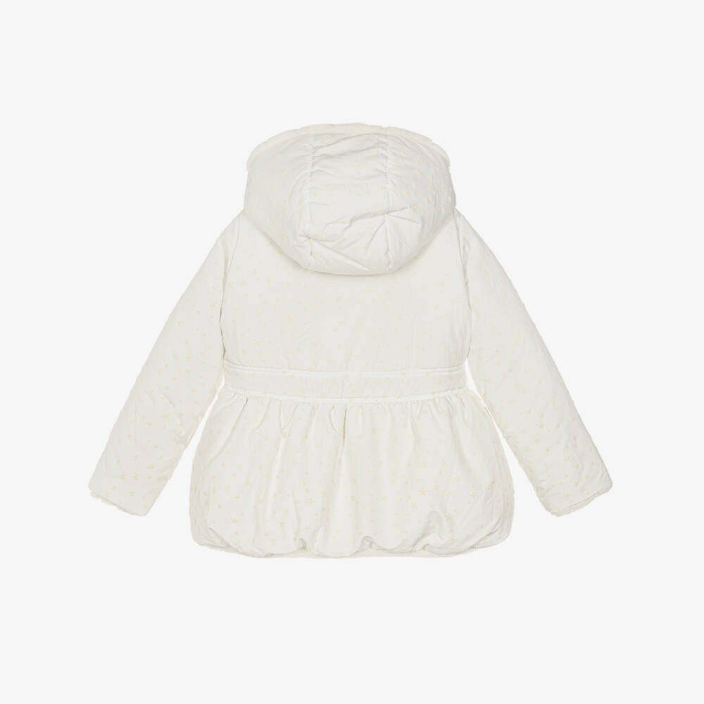 Lapin House-Girls Ivory Reversible Star & Faux Fur Coat | Childrensalon