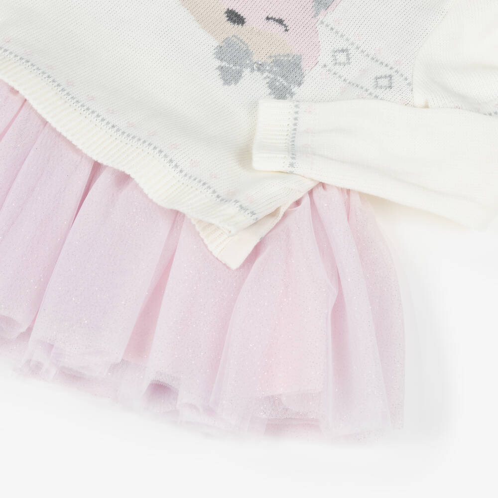 Lapin House-Girls Ivory Sweater & Pink Tulle Dress Set | Childrensalon
