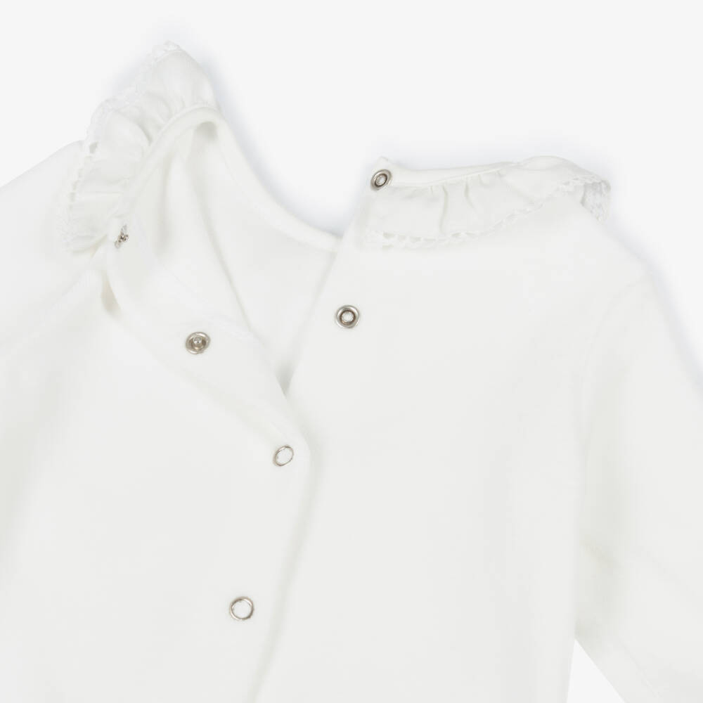 Lapin House-Girls Ivory Velour Fairytale Babygrow | Childrensalon