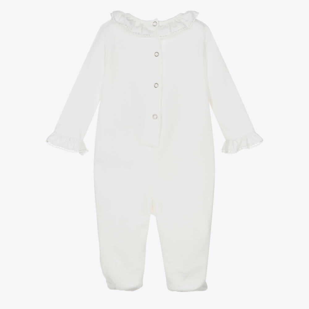 Lapin House-Girls Ivory Velour Fairytale Babygrow | Childrensalon