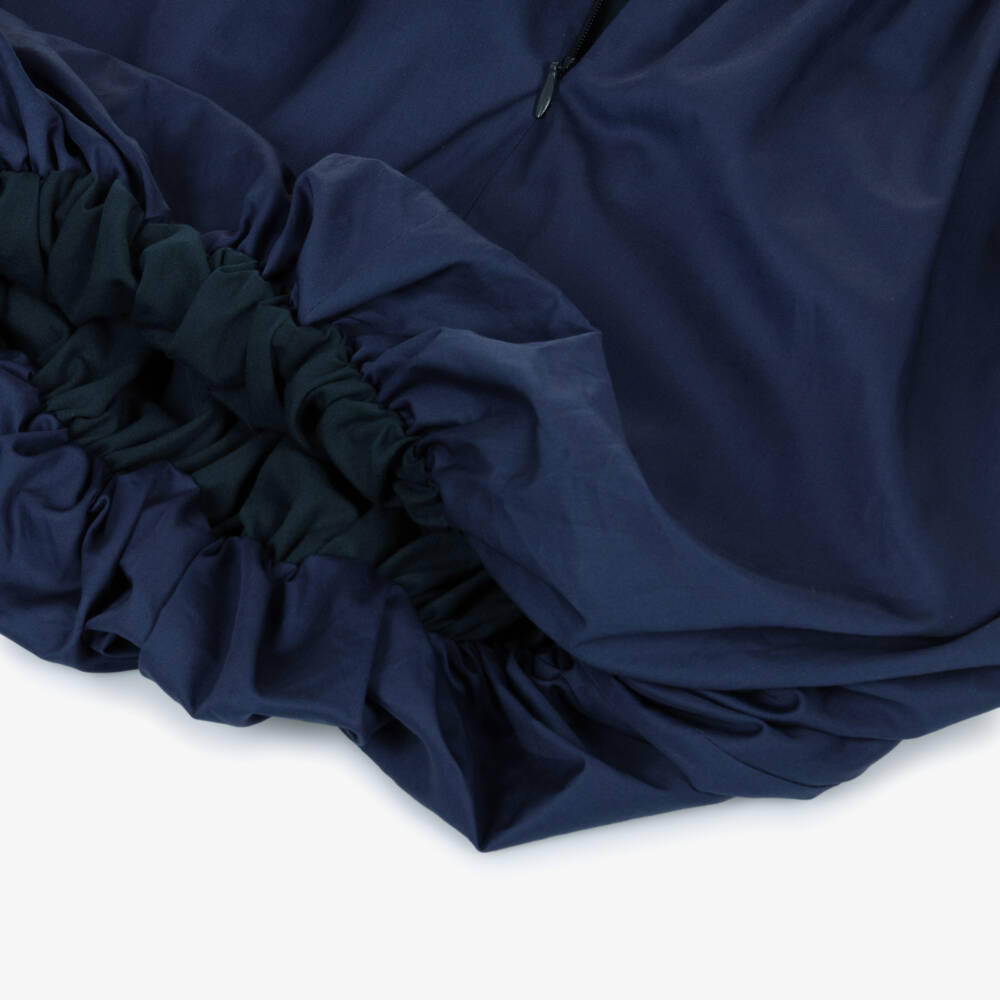 Lapin House-Girls Navy Blue Cotton Bubble Hem Dress | Childrensalon