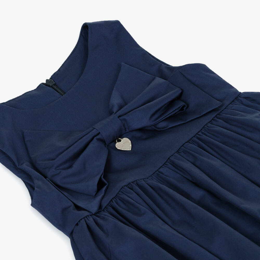 Lapin House-Girls Navy Blue Cotton Bubble Hem Dress | Childrensalon